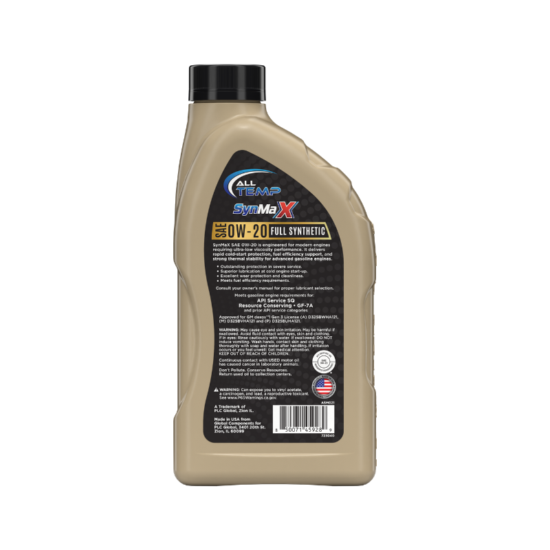 ALL TEMP - SynMaxX - Full Synthetic 0W20 - 6/1qt | Bulk pallet (186 Cases)