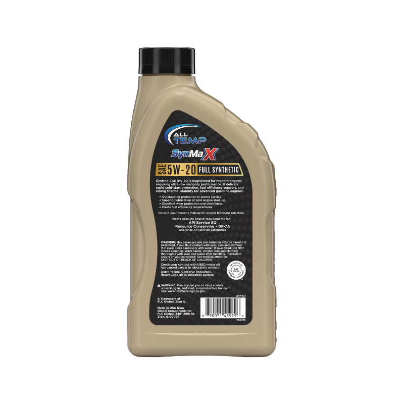 ALL TEMP - SynMaxX - Full Synthetic 5W20 - 6/1qt | Bulk pallet (186 Cases)