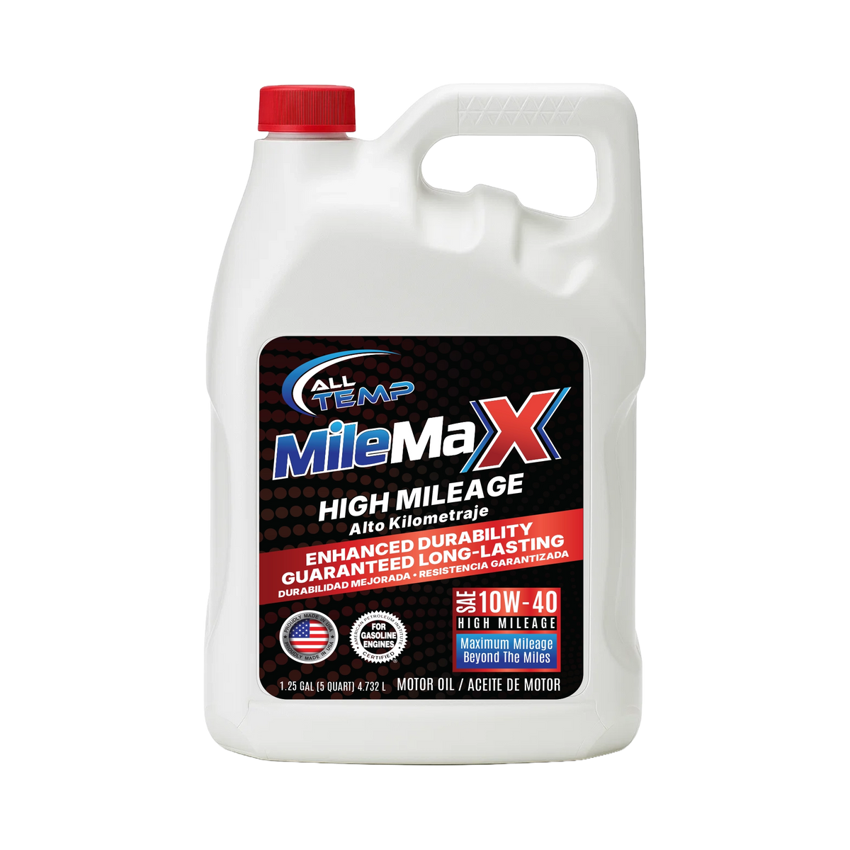 ALL TEMP - Mile Max - High Milage Engine Oil 10W40 - 3/5qt | Bulk pallet (64 Cases)
