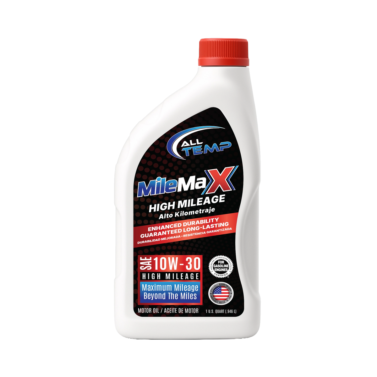 ALL TEMP - Mile Max - High Milage Engine Oil 10W30 - 6/1qt | Bulk pallet (186 Cases)